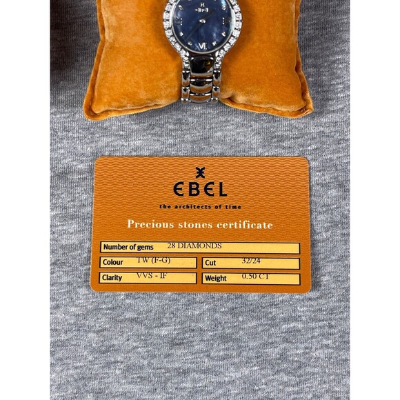 Ebel Beluga E9157428-20 Women's Blue Mother of Pearl Diamond Bezel SS Watch 27mm - Picture 3 of 15